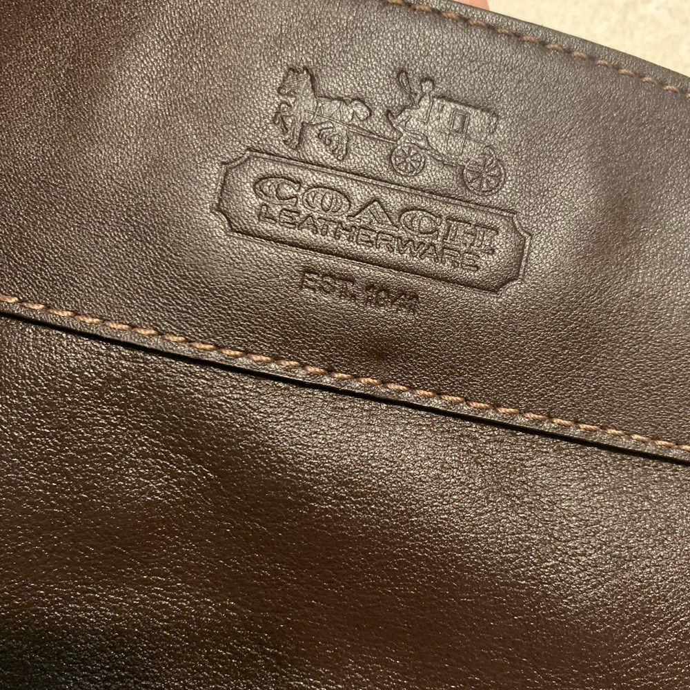 Coach Chocolate Leather Shoulder Bag with Gold Accents - Picture 3 of 12